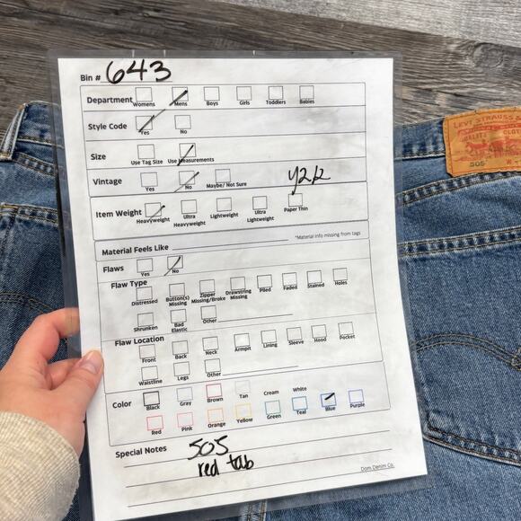 Vintage Y2k Levis 505 Bue Mens 36x29 Red Tab Regular‎ Straight Leg Denim Jeans - Picture 8 of 12